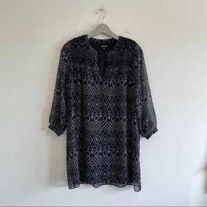 Madewell Smocked Mini Dress Dotted Diamond Black